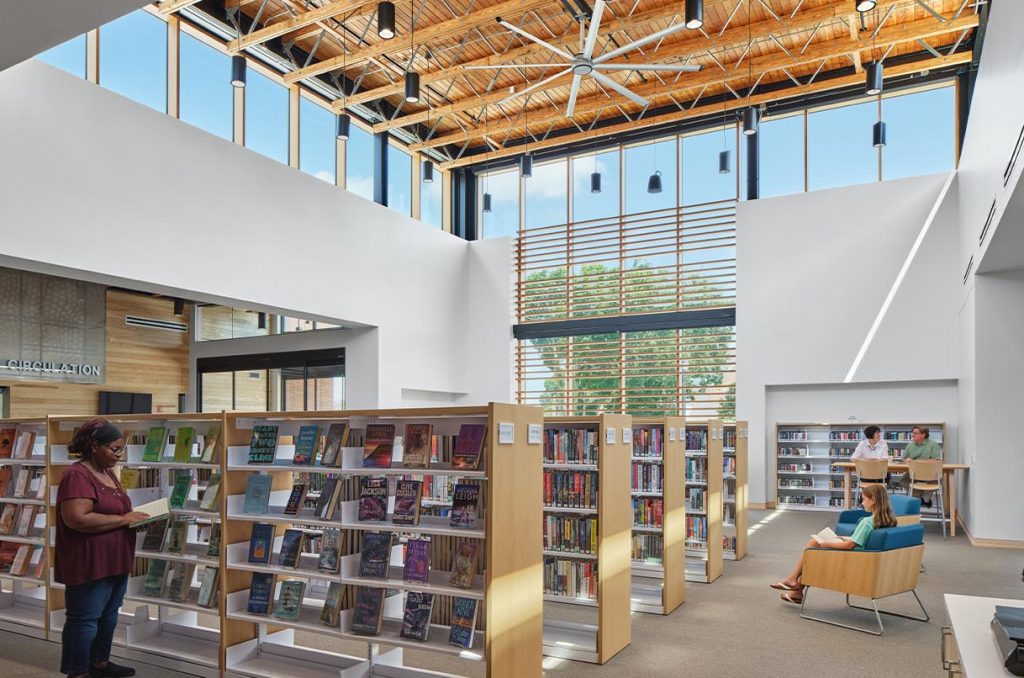 An image of inside the Duck Creek Regional Library